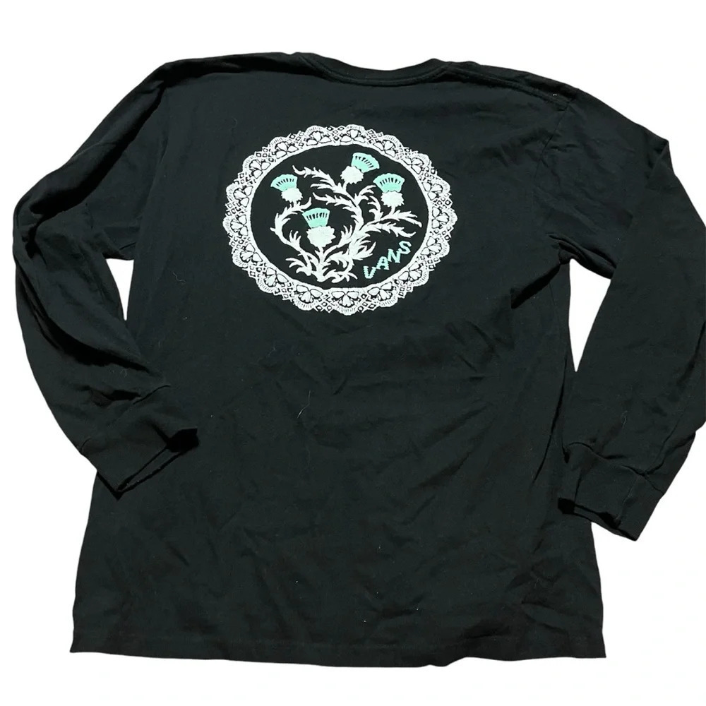 VANS Long Sleeve Graphic Tee Size Large Black Teal Classic Skater Tilly’s Pacsun